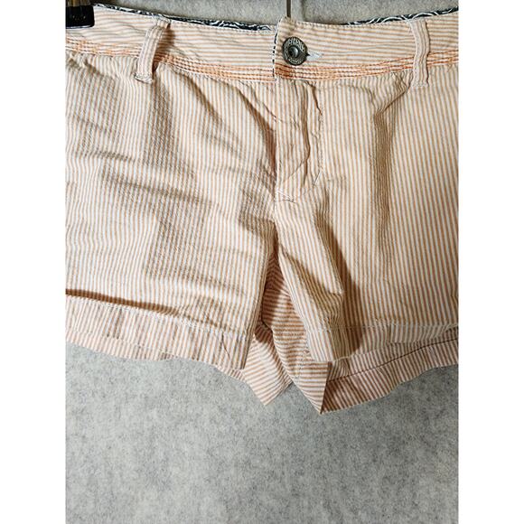 VOLCOM Women's Orange Pin Stripe Short Shorts SZ 5 - Picture 3 of 6